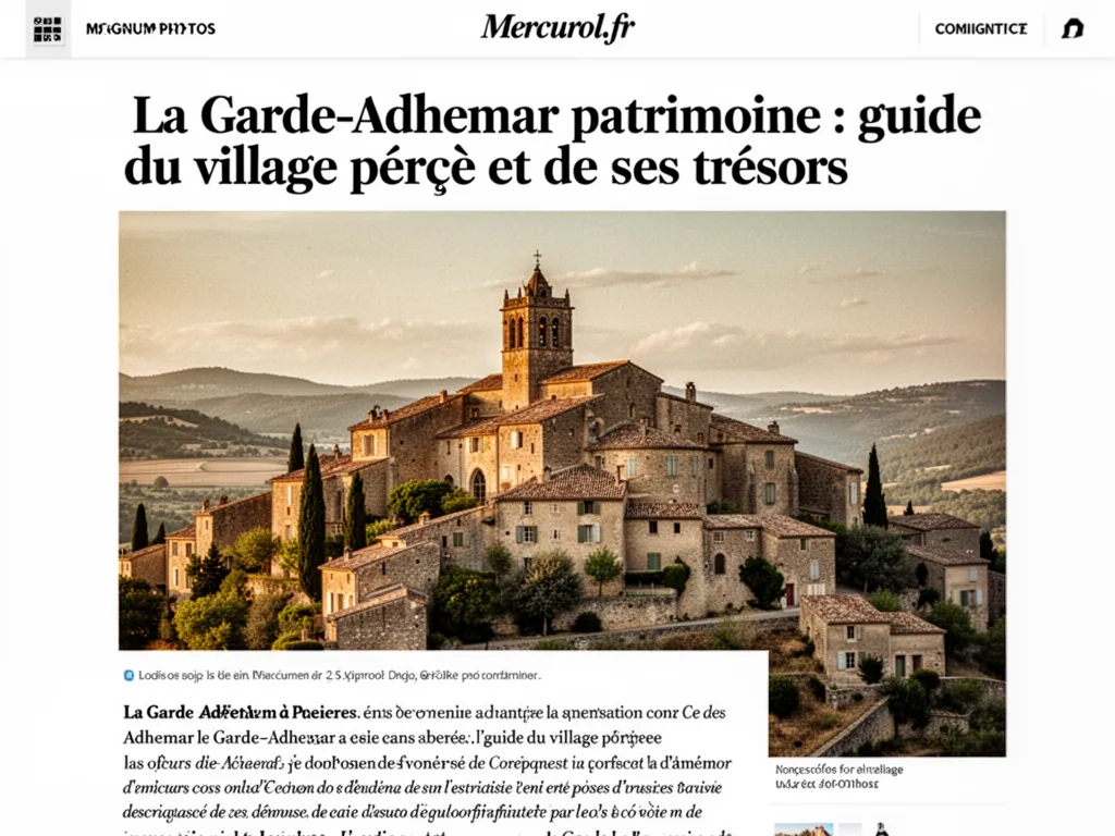 Ruelle pavée de La Garde-Adhémar bordée de maisons en pierre, tours médiévales visibles et ciel bleu